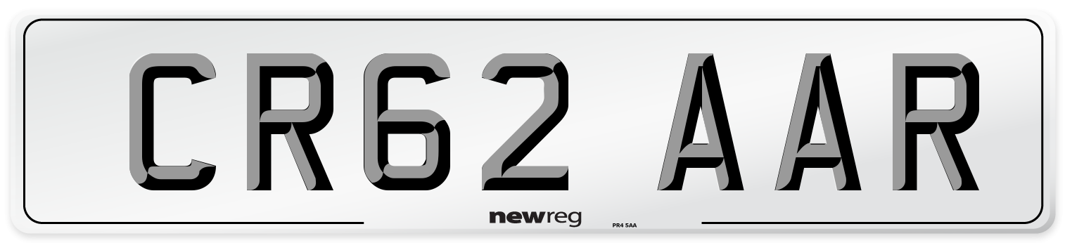 CR62 AAR Number Plate from New Reg